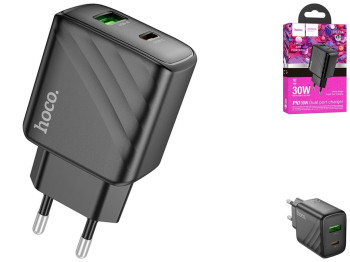 Мережевий Зарядний Пристрій Hoco CS23A 1USB/1USB-C PD/QC 30W Колір Чорний