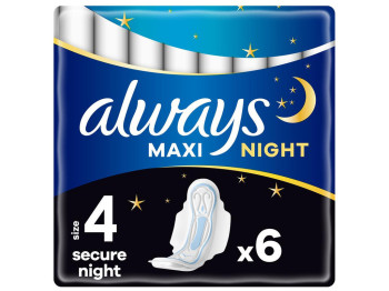 Прокладки гігієнічні Always Maxi Night, з крилами, 7 крапель, 6шт