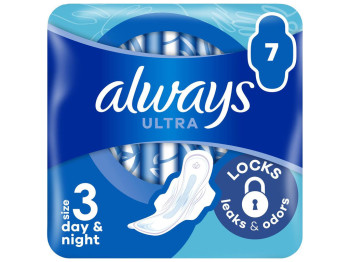 Прокладки гігієнічні Always Ultra Day & Night, з ароматом, 6 крапель, розмір 3, 7шт