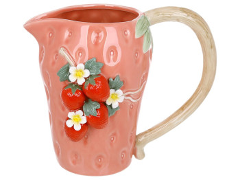 Ваза-глечик Strawberry, порцеляна, 26×17×22,5см, колір рожевий