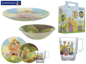 Набір посуду дитячого скл. Luminarc "Disney Princess Royal" 3 пр. (тарілка, салатник, чашка) 02535