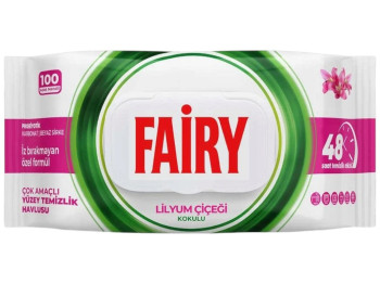 Серветки для прибирання Fairy Lilium, для очищення поверхонь, аромат лілії, з клапаном, 100шт