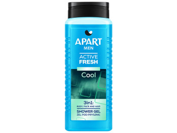 Гель для душу чоловічий Apart Men Active Fresh Cool 3 в 1 для тіла обличчя та волосся, 500 мл