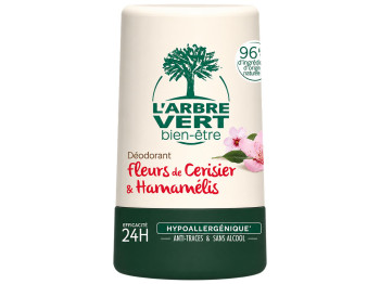 Дезодорант шариковый L’Arbre Vert Cherry Blossom & Hamamelis, без спирта, 50 мл