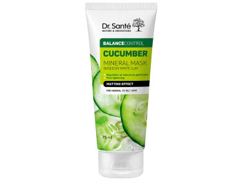 Маска для лица Dr.Sante Cucumber Balance Control, с белой глиной и экстрактом огурца, 75мл