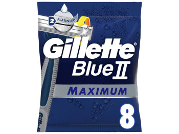 Бритва для гоління Gillette Blue II Maximum, одноразовий, 2 леза, пластик, хром, 8шт