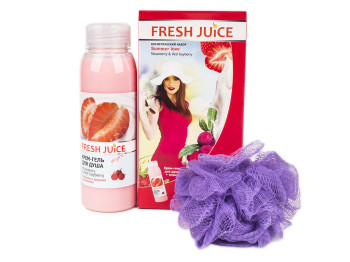 Набор косметический Fresh juice "Summer love" (Крем-гель для душа 300мл+Спонж массажный для тела)