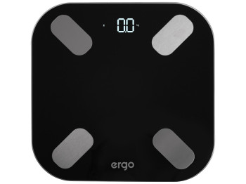 Ваги електронні підлогові Ergo PSB 490, до 150 кг, Bluetooth, 3×AAA, скло, 28×28см, колір чорний