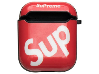 Футляр для Навушників Airpods 1/2 Glossy Brand, 01,Sup red