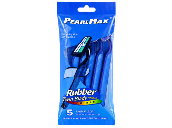 Бритви одноразові чоловічі PearlMax Rubber Handle з вітаміном Е, 2 леза, 5 шт