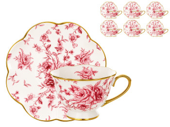 Чайний набір Pink Roses, порцеляна, 220 мл, 12 предметів (ціна за набір)