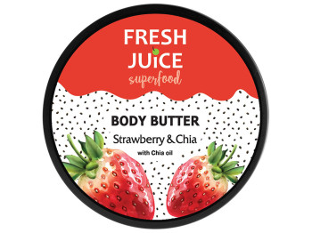 Крем-олія для тіла Fresh Juice Superfood Strawberry Chia, з екстрактом полуниці та олією чіа, 225мл
