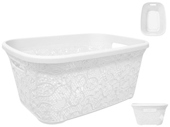 Кошик для білизни Dantel, з рамою, пластик, 40л, 53×37×25см, колір білий