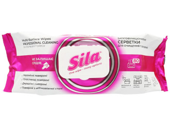 Серветки вологі для очищення поверхонь Sila, з клапаном, 80шт