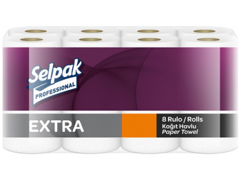 Полотенце бумажное кухонное Selpak Professional Extra, 2 слоя, 8 рулонов