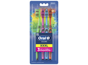 Щітка зубна Oral-B Color Collection, сімейний набір, середня жорсткість, пластик, синтетика, 4шт