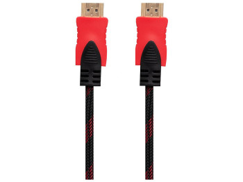 Кабель HDMI- HDMI 1.4V 3m (Тканинний провід), Чорно-Червоний