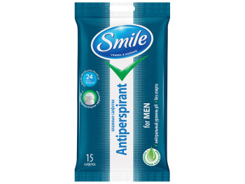 Влажные салфетки Smile Антиперспирант с натуральными экстрактами для мужчин 15шт