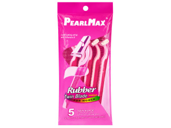 Одноразові жіночі бритви PearlMax Rubber Handle з вітаміном Е, 5 шт, 2 леза