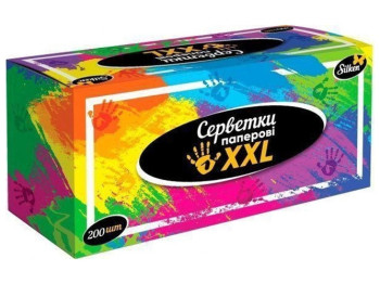 Серветки паперові у коробці Silken XXL, 2-х шарові, 200шт