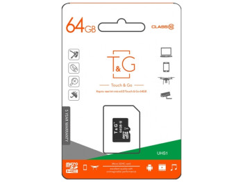 Карта Пам'яті  T&G MicroSDXC 64gb UHS-1 10 Class Колір Чорний