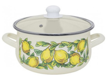 Каструля емальована зі скляною кришкою Infinity Lemon D22см 4,8л REN-8826 51397