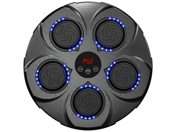 Тренажер боксерский музыкальный, настенный, ABS пластик, LED подсветка, Bluetooth, 40см, цвет черный