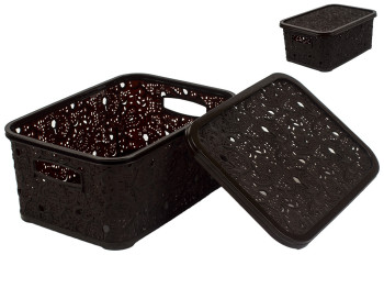 Корзина с крышкой "Ажур" (цвет - коричневый) 6л Efe plastics