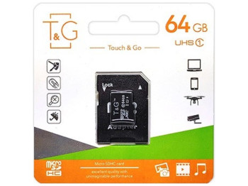 Карта Пам'яті  T&G MicroSDXC 64gb UHS-1 10 Class & Adapter Колір Чорний