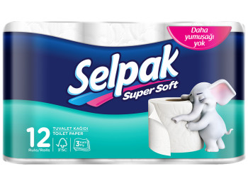 Бумага туалетная Selpak белая трехслойная (цена за упаковку 12шт)