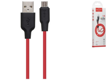 Кабель USB Hoco X21 Plus Silicone Micro 0.25m, Чорно-Червоний