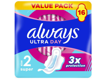 Прокладки гігієнічні Always Ultra Super, з крильцями, розмір 2, 5 крапель, 16шт