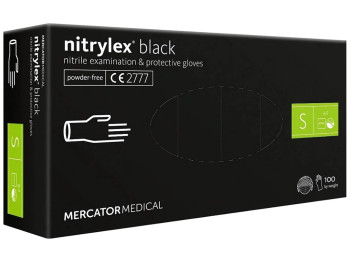 Рукавички нітрилові оглядові Nitrylex Black, нестерильні, чорні, розмір S (ціна за упаковку 100шт)