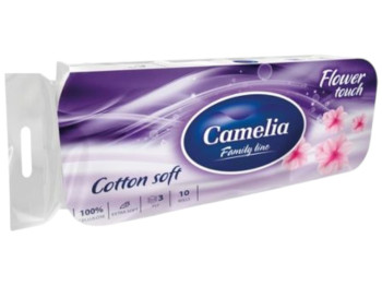 Бумага туалетная Camelia Flower Магнолия, 3 слоя, 10 рулонов, 106 листов, 100% целлюлоза, цвет белый