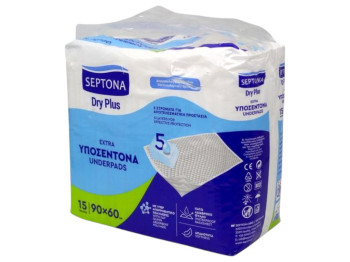 Пелюшки вбираючі Septona Dry Plus Extra одноразові, целюлоза, 60×90см (ціна за упаковку 15шт)