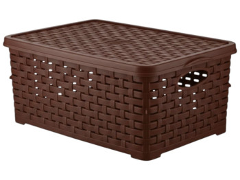 Кошик Basket Rotang, з кришкою, пластик, 7л, 28×19×12,5см, колір коричневий