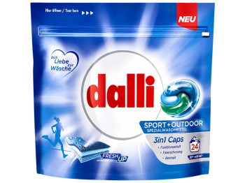 Капсули для прання Dalli Sport &Outdoor 3 в 1 для спортивного та функціонального одягу, 24 шт
