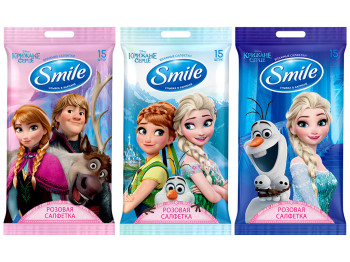 Влажные салфетки детские Smile "Frozen" микс 15шт