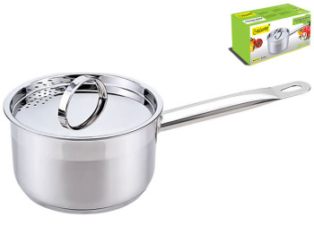 Ківш Maestro з кришкою, багатошарове дно, нерж. сталь D16см, 1,5л