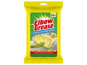 Салфетки влажные для уборки Elbow Grease Surface Scrub Wipes, двухсторонние, с ароматом лимона, 24шт
