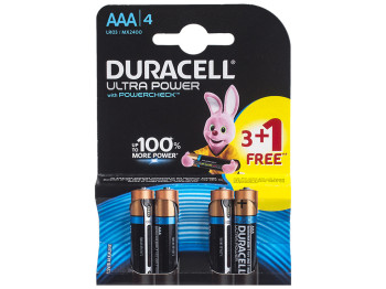 Батарейка алкалінова Duracell Ultra Power, 1.5V, AAA, LR03 MX2400 (ціна за блістер 4шт)