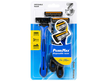 Бритви одноразові чоловічі PearlMax Super Stainless, 3 леза, 3шт