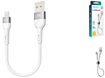 Кабель USB Ridea RC-XS51 X-Silicone Lightning 12W 0.25м, Цвет Белый