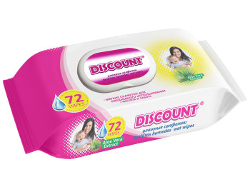 Влажные салфетки детские "Discount" "С экстрактом алоэ" 72шт  с клапаном