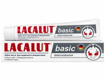 Паста зубная Lacalut Basic Отбеливание, очищение и удаление налёта, реминерализация, 75мл