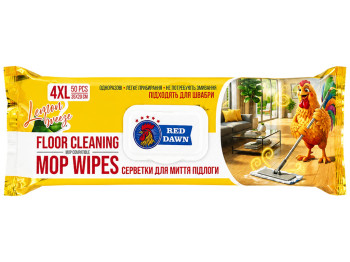 Вологі серветки для миття підлоги Red Dawn Lemon Breeze 4XL, 35×20см, 50шт