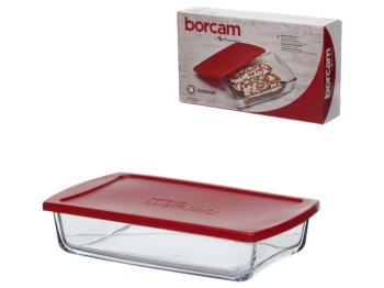 Форма для запекания Pasabahce Borcam, жаропрочное стекло, с крышкой, 26 х 15 х 5.5 см, 1320 мл