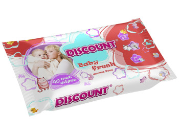 Влажные салфетки детские "Discount" "С экстрактом календулы и витамином Е" 40 шт