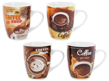 Чашка Coffee, 4 дизайна, 350мл (цена за 1шт)