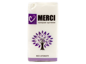 Хустки носові "Merci" "Без запаху" двошарові 8шт